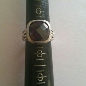 Sterling Silver Ring  Amethyst Cushioning cut Sz 7